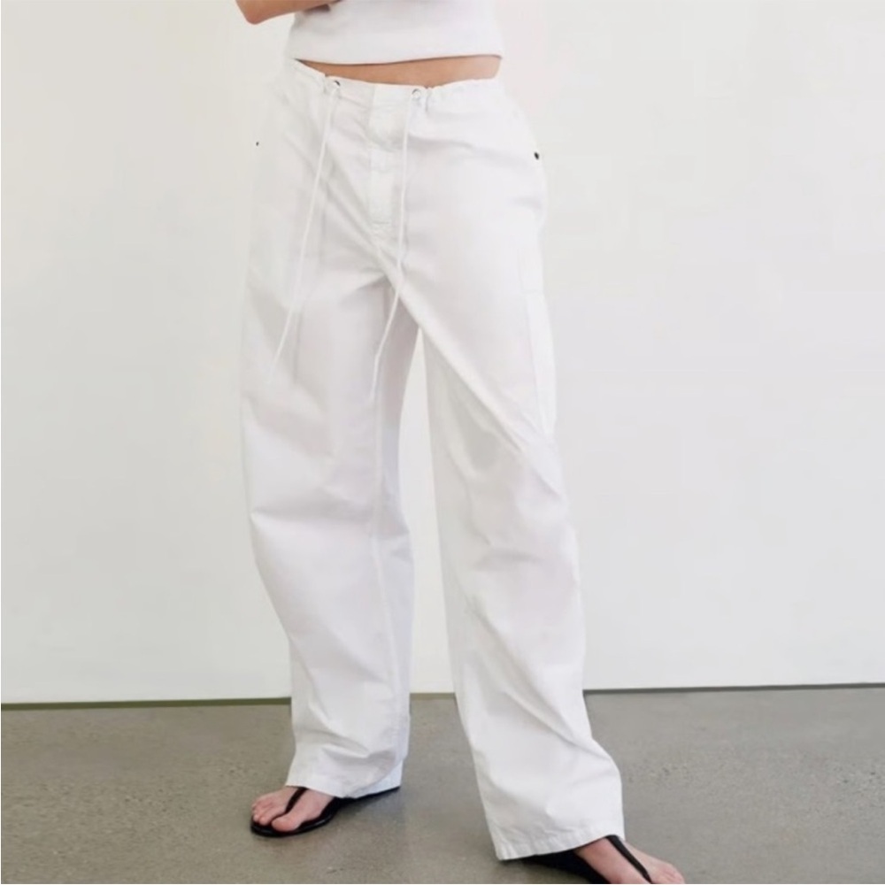 EUC NILI LOTAN Lisbon Cargo - Parachute Pants White Size Large Retail $495.00